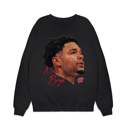 Wisconsin - NCAA Men's Basketball : Nick Boyd - Graphic Premium Crewneck Sweatshirt-0