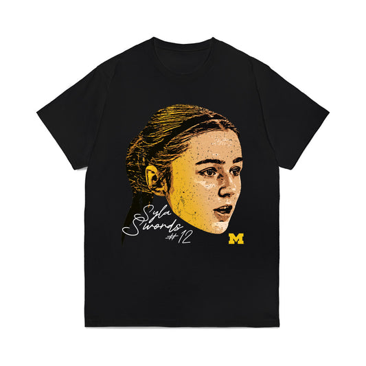 Michigan - NCAA Women's Basketball : Syla Swords - Game Face Comfort Colors T-Shirt-0