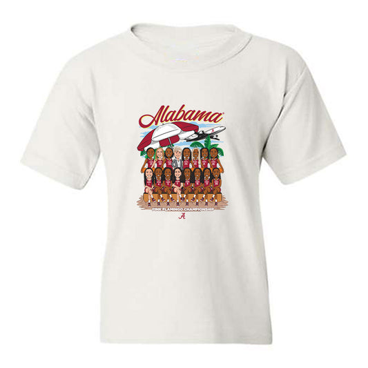 Alabama - NCAA Women's Basketball : - Pink Flamingo Championship Team Caricature Youth T-Shirt-0