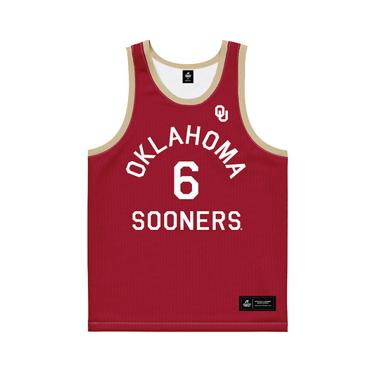 Oklahoma - NCAA Men's Basketball : Finley Keeffe - Hardwood Reissue Basketball Jersey-0