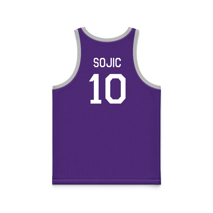 TCU - NCAA Men's Basketball : Milos Sojic - Purple Hardwood Basketball Jersey-1