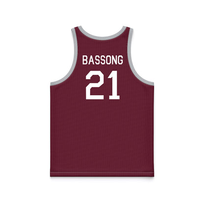 Mississippi State - NCAA Men's Basketball : Thomas Bassong - Maroon Hardwood Basketball Jersey-1
