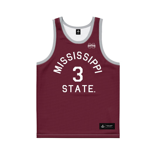 Mississippi State - NCAA Men's Basketball : Tee Bartlett - Maroon Hardwood Basketball Jersey-0