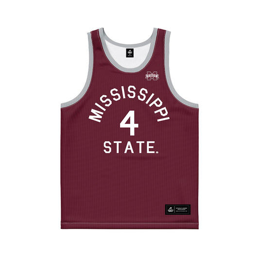Mississippi State - NCAA Men's Basketball : Brandon Walker - Maroon Hardwood Basketball Jersey-0