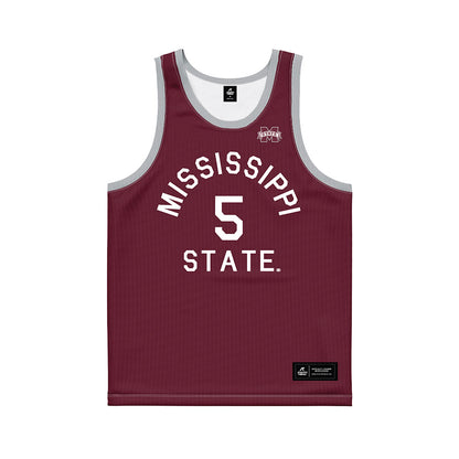 Mississippi State - NCAA Men's Basketball : Shawn Jones jr - Maroon Hardwood Basketball Jersey-0