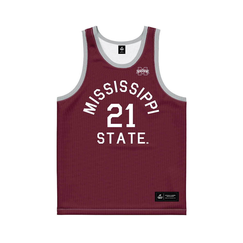 Mississippi State - NCAA Men's Basketball : Thomas Bassong - Maroon Hardwood Basketball Jersey-0