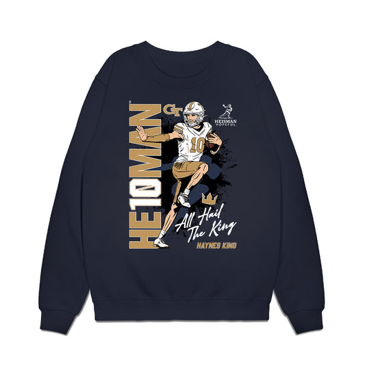 Georgia Tech - NCAA Football : Haynes King - Heisman Stance Premium Crewneck Sweatshirt-0