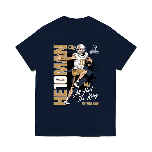 Georgia Tech - NCAA Football : Haynes King - Heisman Stance Comfort Colors T-Shirt-0
