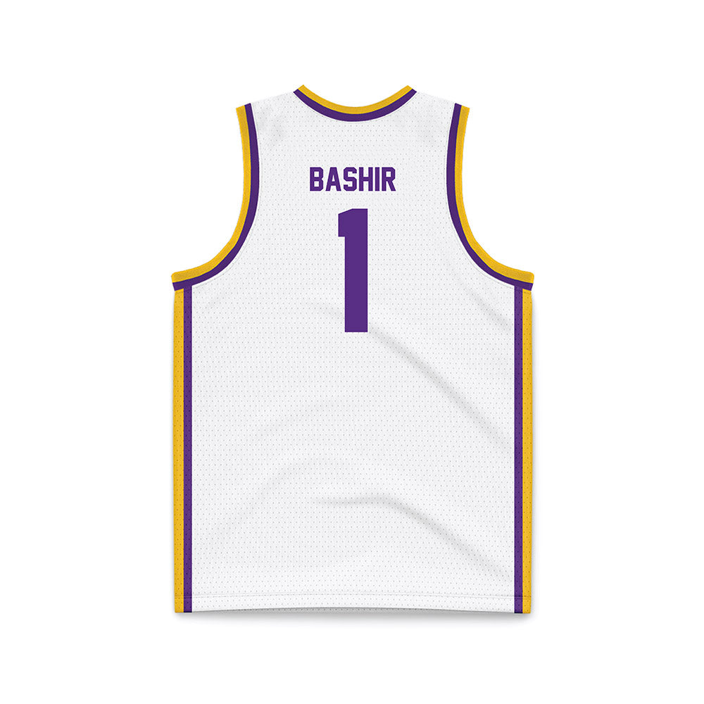 LSU - NCAA Men's Basketball : Abdi Bashir - White Basketball Jersey-1