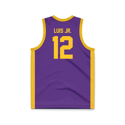 LSU - NCAA Men's Basketball : RJ Luis Jr. - Purple Basketball Jersey-1