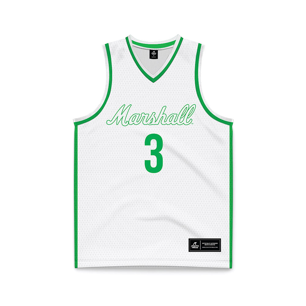 Marshall - NCAA Women's Basketball : Timaya Lewis-Eutsey - White Basketball Jersey-0