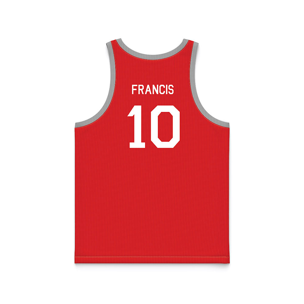 Texas Tech - NCAA Men's Basketball : Jack Francis Francis - Red Hardwood Basketball Jersey-1
