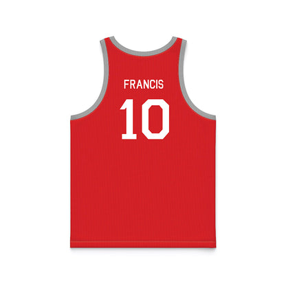 Texas Tech - NCAA Men's Basketball : Jack Francis Francis - Red Hardwood Basketball Jersey-1