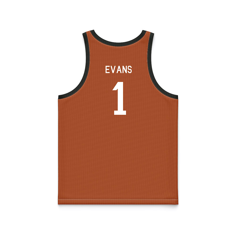 Texas - NCAA Men's Basketball : Amari Evans - Orange Hardwood Basketball Jersey-1