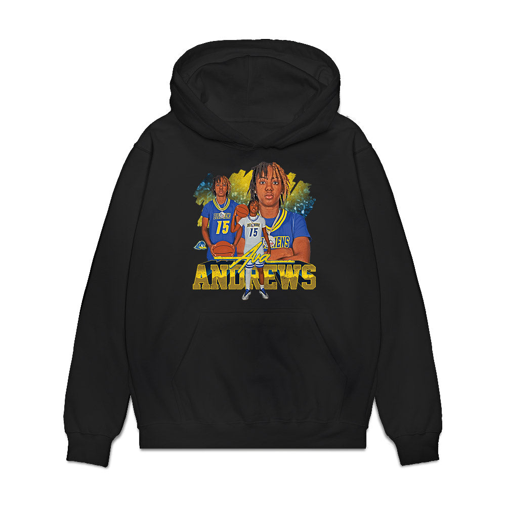 Delaware - NCAA Women's Basketball : Ava Andrews - Collage Premium Hooded Sweatshirt-0