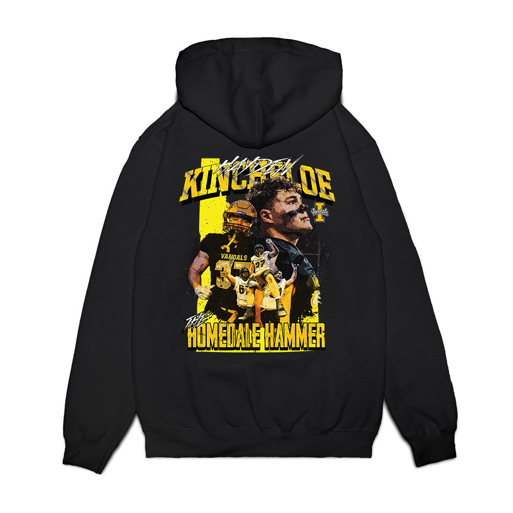 Idaho - NCAA Football : Hayden Kincheloe - THE HOMEDALE HAMMER Premium Hooded Sweatshirt-1
