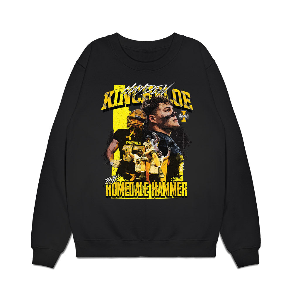 Idaho - NCAA Football : Hayden Kincheloe - THE HOMEDALE HAMMER Premium Crewneck Sweatshirt-0