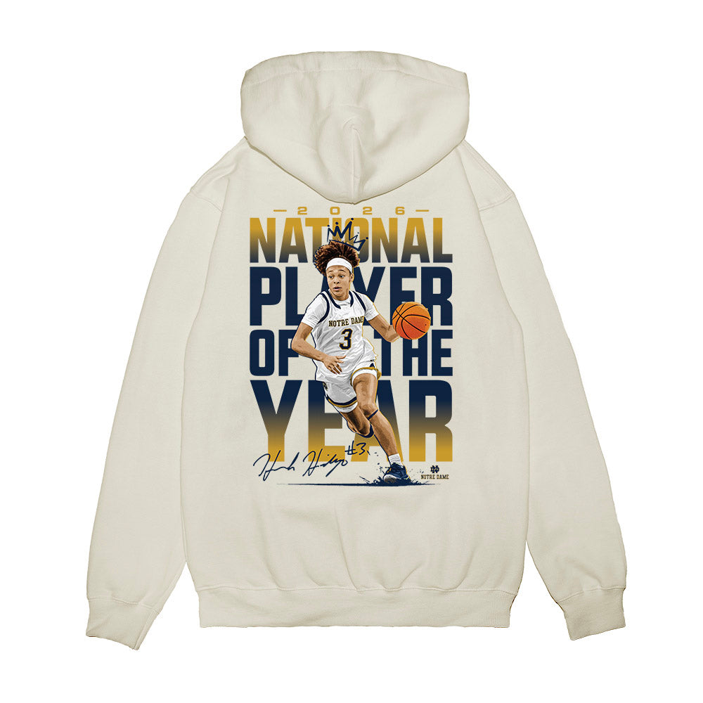 Notre Dame - NCAA Women's Basketball : Hannah Hidalgo - 2026 NPOY Premium Hooded Sweatshirt-1