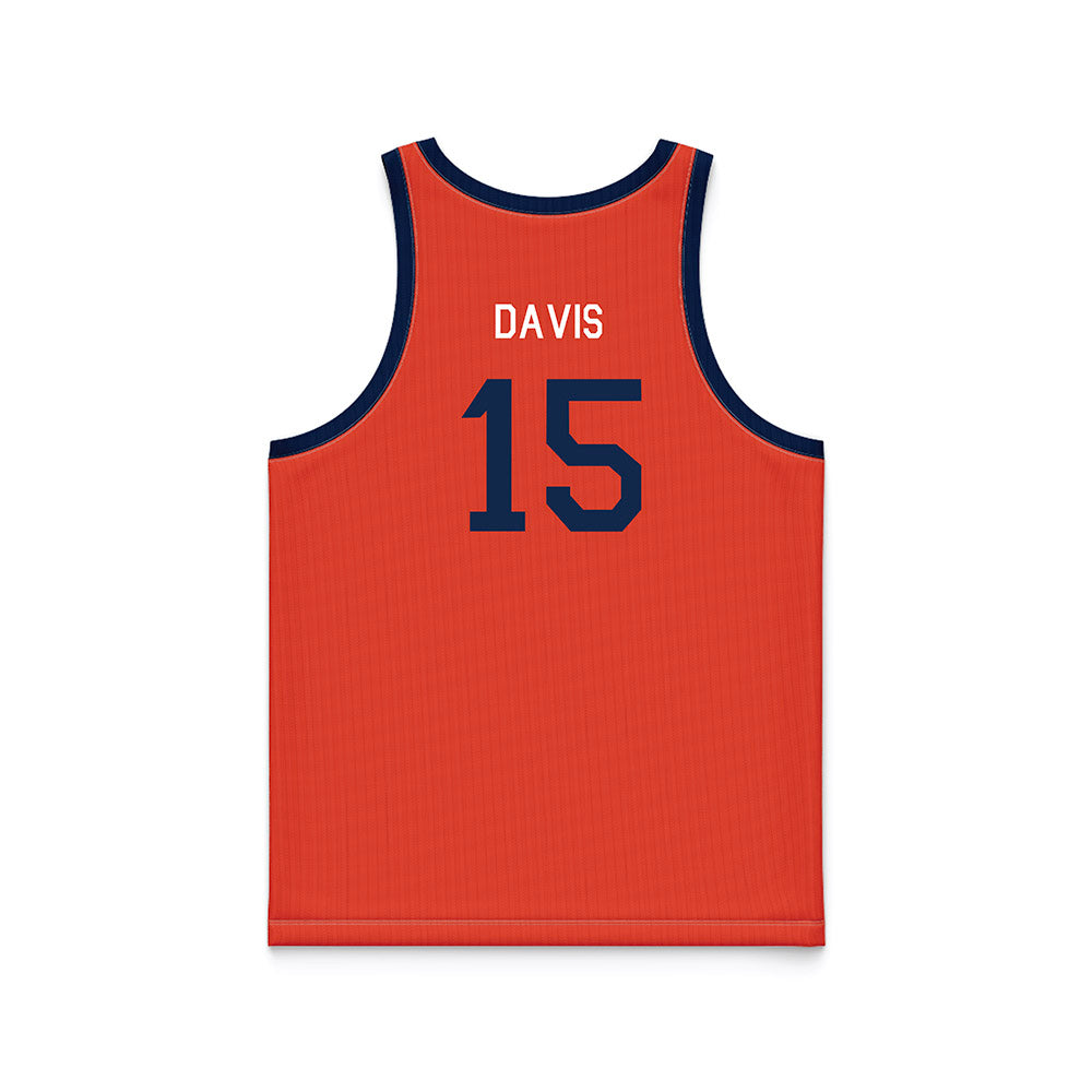Illinois - NCAA Men's Basketball : Jake Davis - Orange Hardwood Basketball Jersey-1