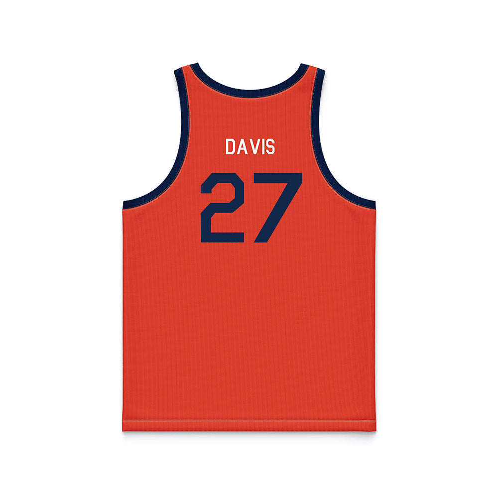 Illinois - NCAA Men's Basketball : Landon Davis - Orange Hardwood Basketball Jersey-1