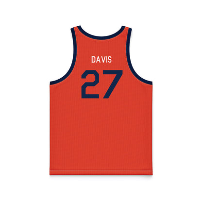 Illinois - NCAA Men's Basketball : Landon Davis - Orange Hardwood Basketball Jersey-1