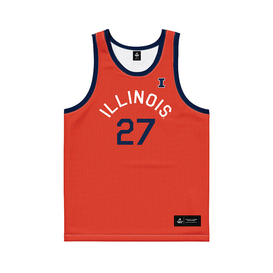 Illinois - NCAA Men's Basketball : Landon Davis - Orange Hardwood Basketball Jersey-0