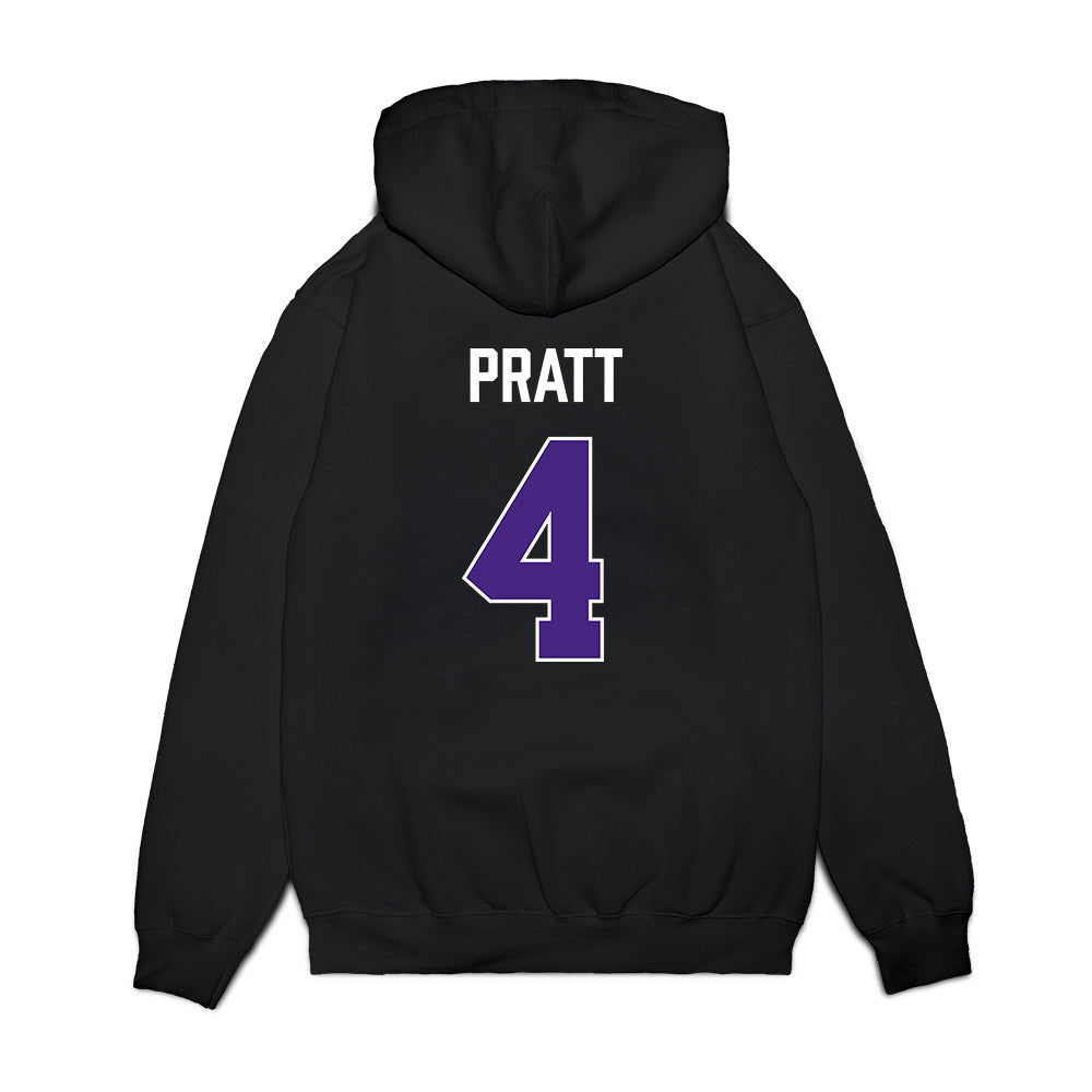 Northwestern - NCAA Men's Basketball : LA Pratt - Vintage Shersey Premium Hooded Sweatshirt-1