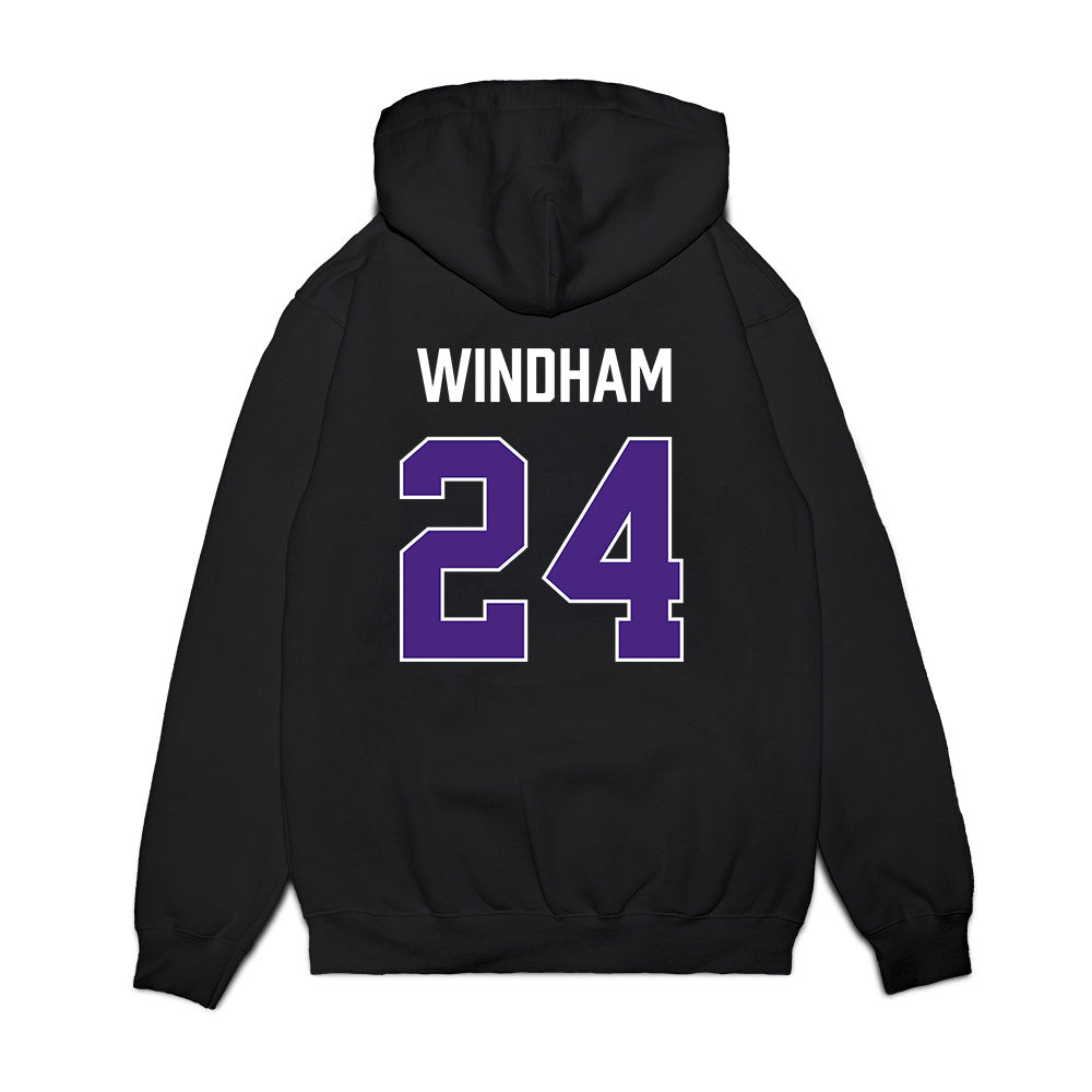 Northwestern - NCAA Men's Basketball : KJ Windham - Vintage Shersey Premium Hooded Sweatshirt-1