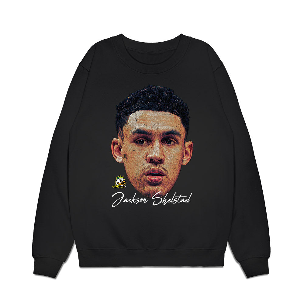 Oregon - NCAA Men's Basketball : Jackson Shelstad - Game Face Premium Crewneck Sweatshirt-0