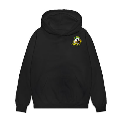 Oregon - NCAA Men's Basketball : Jackson Shelstad - Game Face Premium Hooded Sweatshirt-0