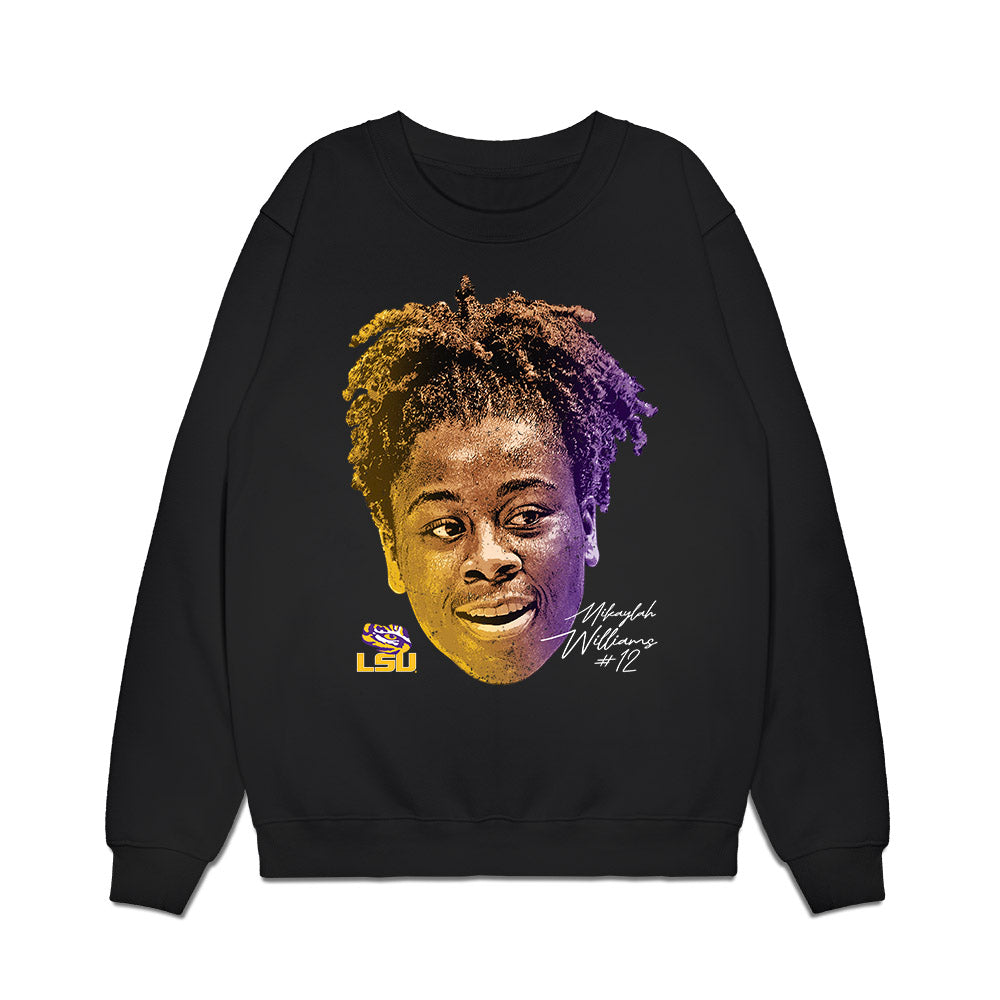 LSU - NCAA Women's Basketball : Mikaylah Williams - Game Face Premium Crewneck Sweatshirt-0