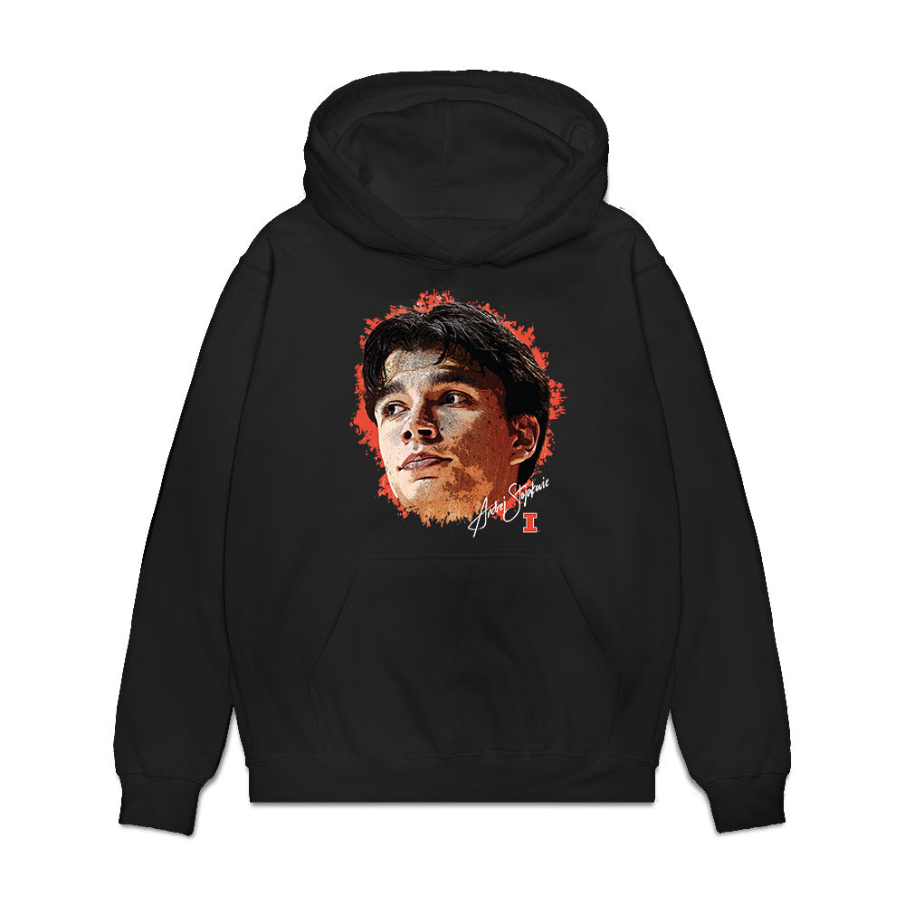 Illinois - NCAA Men's Basketball : Andrej Stojakovic - Game Face Premium Hooded Sweatshirt-0