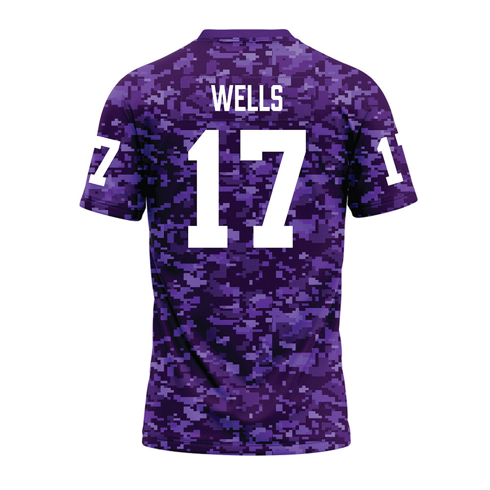 Tarleton State - NCAA Football : CJ Wells - Purple Camo Premium Football Jersey-1
