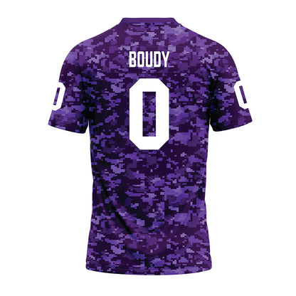 Tarleton State - NCAA Football : Nate Boudy - Purple Camo Premium Football Jersey-1