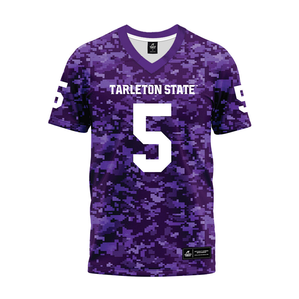 Tarleton State - NCAA Football : Stephen Woods Jr - Purple Camo Premium Football Jersey-0