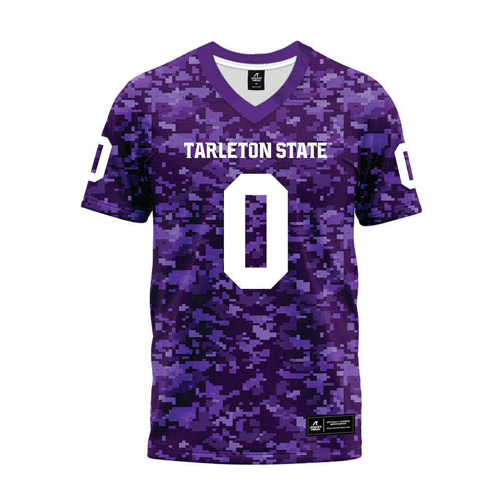 Tarleton State - NCAA Football : Maasai Gibson - Purple Camo Premium Football Jersey-0