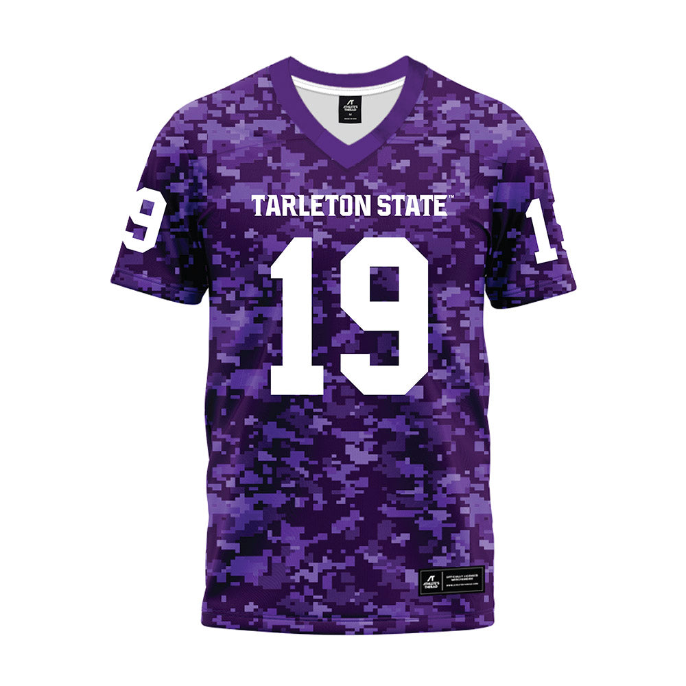 Tarleton State - NCAA Football : Kyle Jackson - Purple Camo Premium Football Jersey-0