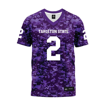 Tarleton State - NCAA Football : Kasyus Kurns - Purple Camo Premium Football Jersey-0