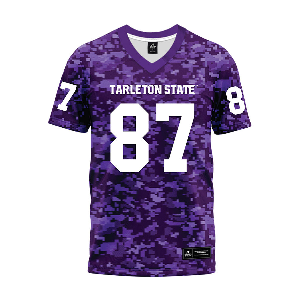 Tarleton State - NCAA Football : Wheeler Bowron - Purple Camo Premium Football Jersey-0