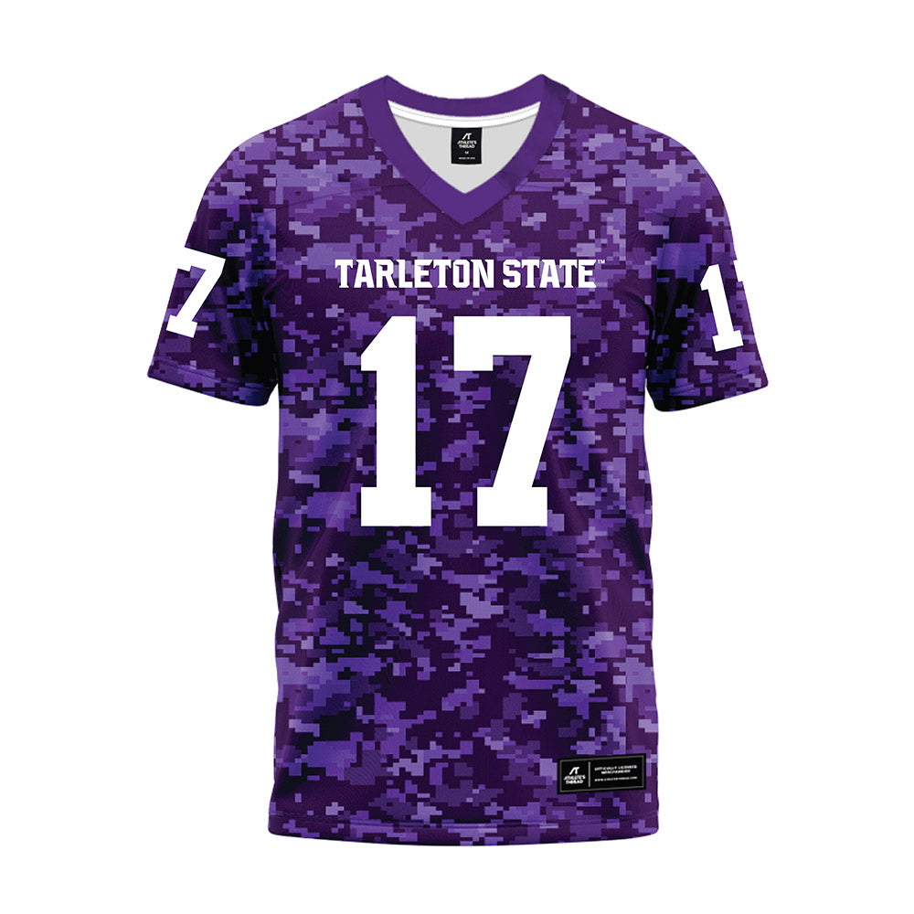 Tarleton State - NCAA Football : Kaleb Brown - Purple Camo Premium Football Jersey-0