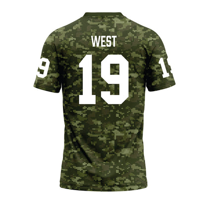Tarleton State - NCAA Football : Trevon West - Military Green Camo Premium Football Jersey-1