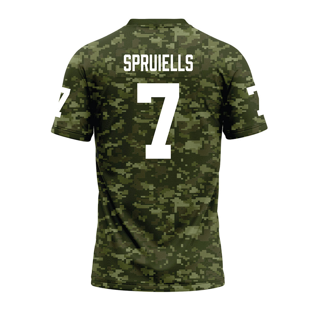 Tarleton State - NCAA Football : David Spruiells - Military Green Camo Premium Football Jersey-1