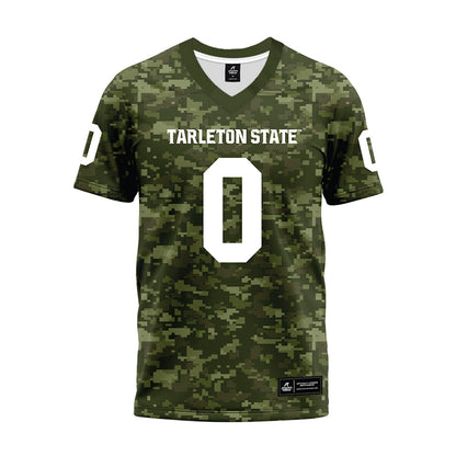Tarleton State - NCAA Football : Kaunaoa Kamakawiwoole - Military Green Camo Premium Football Jersey-0
