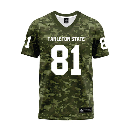 Tarleton State - NCAA Football : Alejandro De La Poza - Military Green Camo Premium Football Jersey-0