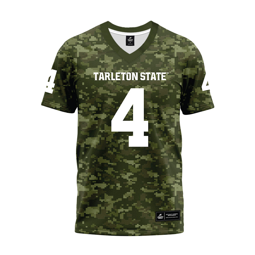 Tarleton State - NCAA Football : Omar Emmons - Military Green Camo Premium Football Jersey-0