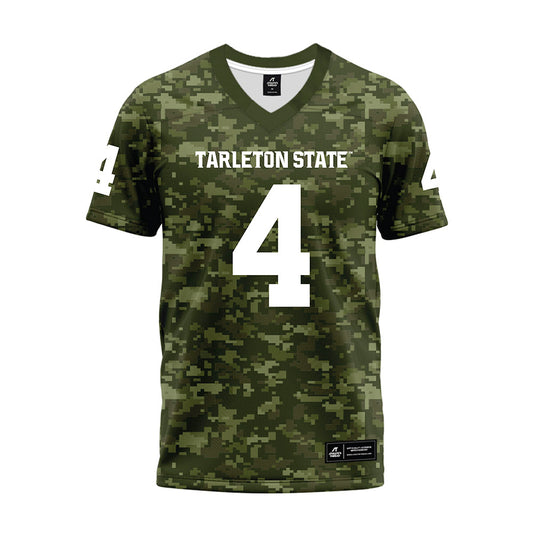 Tarleton State - NCAA Football : Omar Emmons - Military Green Camo Premium Football Jersey-0