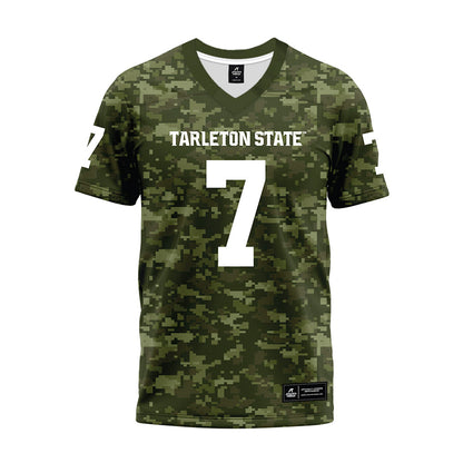 Tarleton State - NCAA Football : Jaylen Jackson - Military Green Camo Premium Football Jersey-0