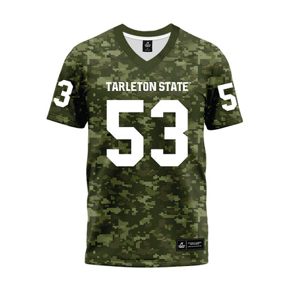 Tarleton State - NCAA Football : CJ Spellmeier - Military Green Camo Premium Football Jersey-0