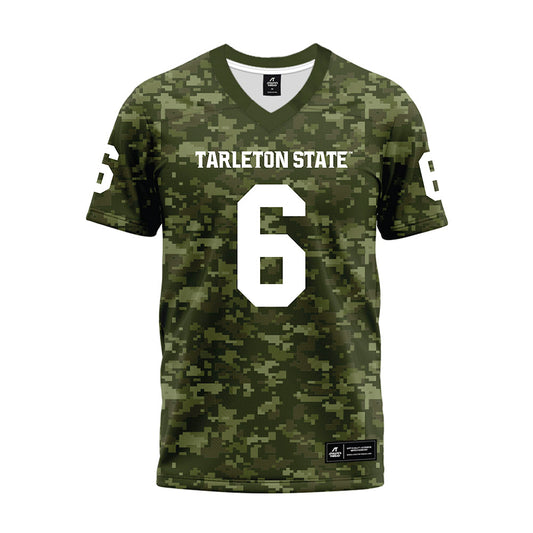 Tarleton State - NCAA Football : Ty Rawls - Military Green Camo Premium Football Jersey-0