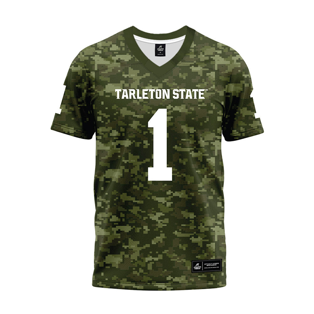Tarleton State - NCAA Football : Jadan Aubert - Military Green Camo Premium Football Jersey-0